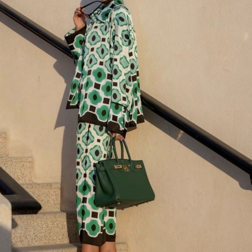 Zara Set Geometric Print Matching 2 Piece Shirt Pants Size XS • BLOGGER FAVORITE - Picture 6 of 16